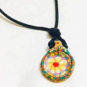 3/$15 Multicolored floral necklace made with clay